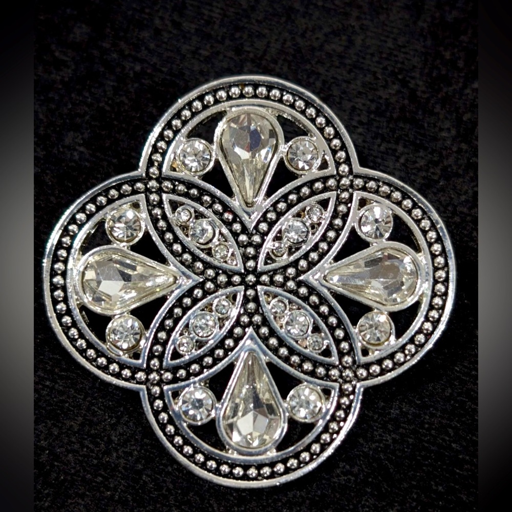 Premier Designs Concentric Circles Celtic Brooch/Pendant with Crystal Accents
